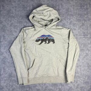 Patagonia Organic Cotton Hoodie Gray Bear Graphic Size S